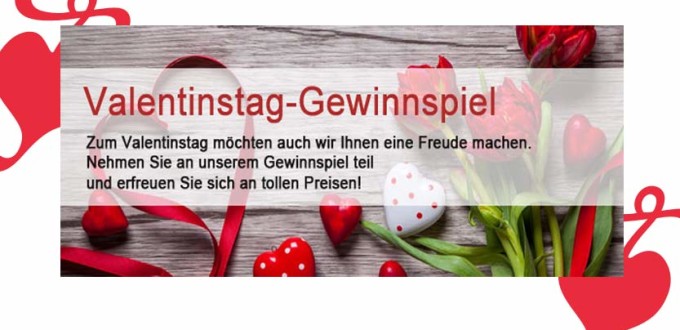 Gewinnen Sie beim seriösen Gewinnspiel zum Valentinstag Dekosets von namensbaender.de!
